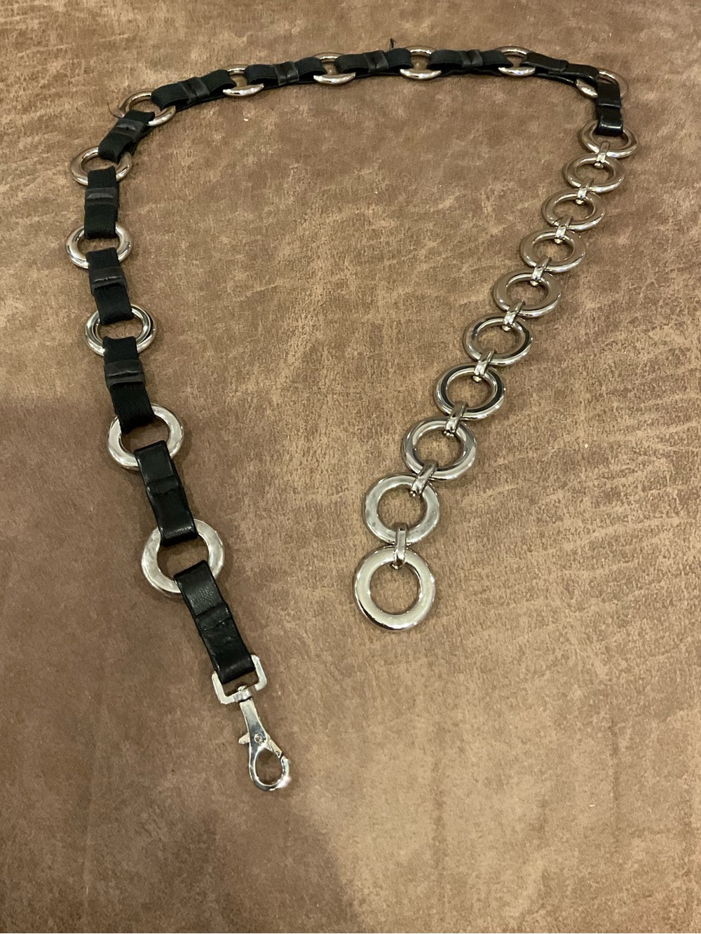 Black and Silver Chain Belt